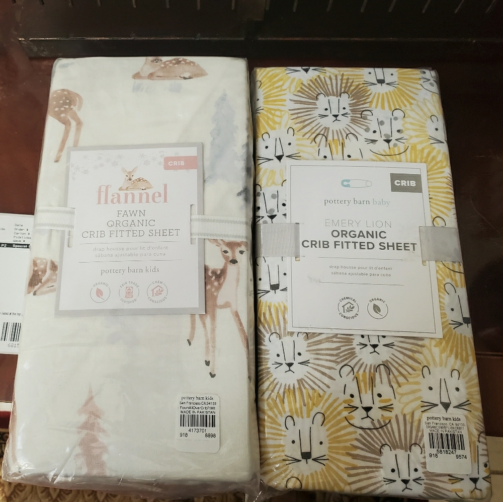 Pottery Barn fitted crib sheet - flannel deer
